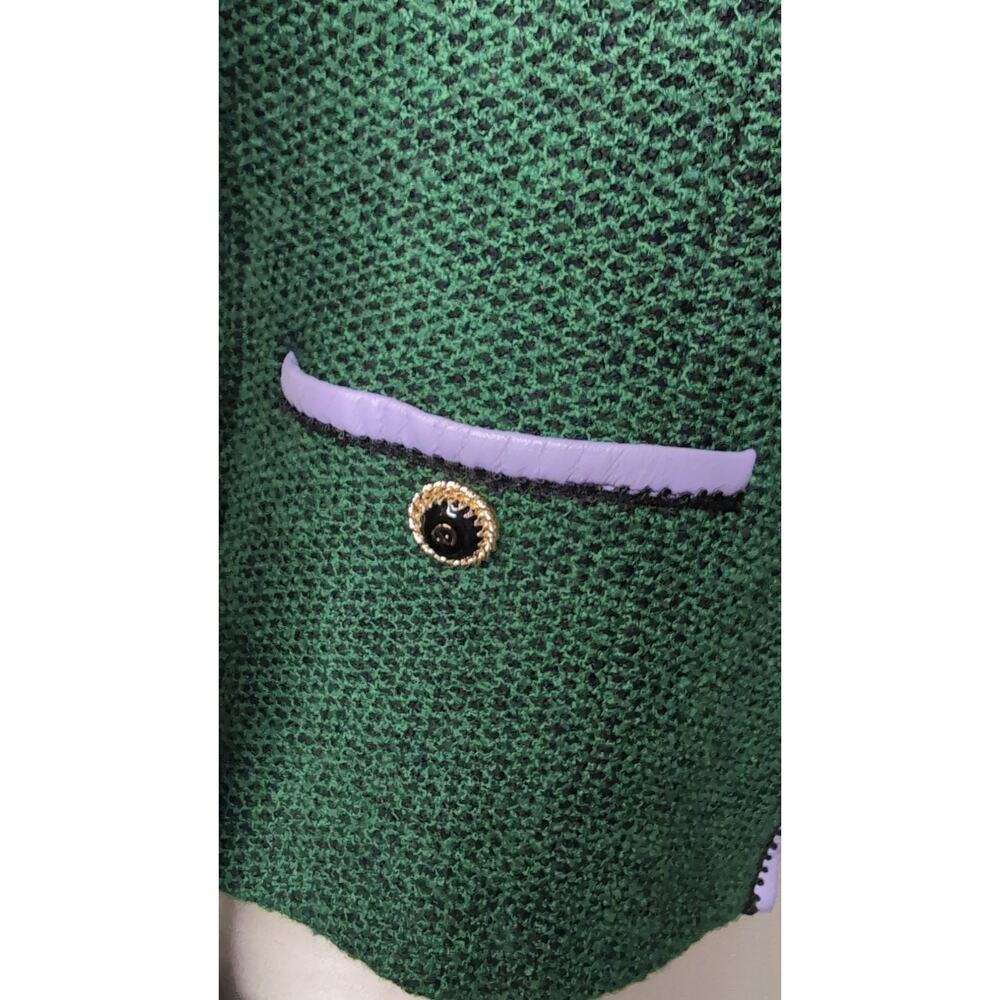 St John Santana Knit Blazer Green Gold Button Preppy Luxury Career Jacket - Picture 6 of 11